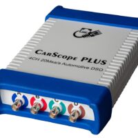 CarScope Plus oscilloskop set forfra med målekanaler og statusindikatorer