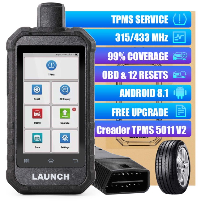 Launch Creader TPMS 5011 V2 med OBD diagnose og 12 servicefunktioner